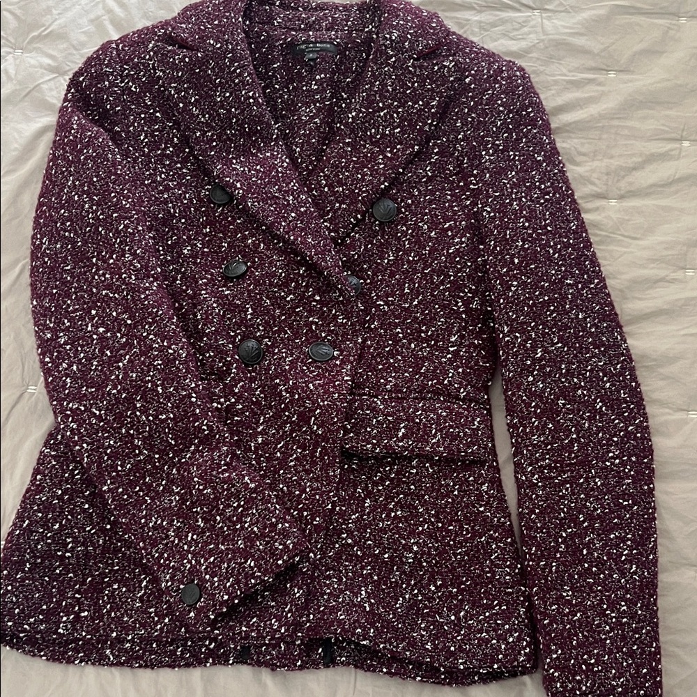 rag & bone Deep Plum Bouclé Double-Breasted Blazer